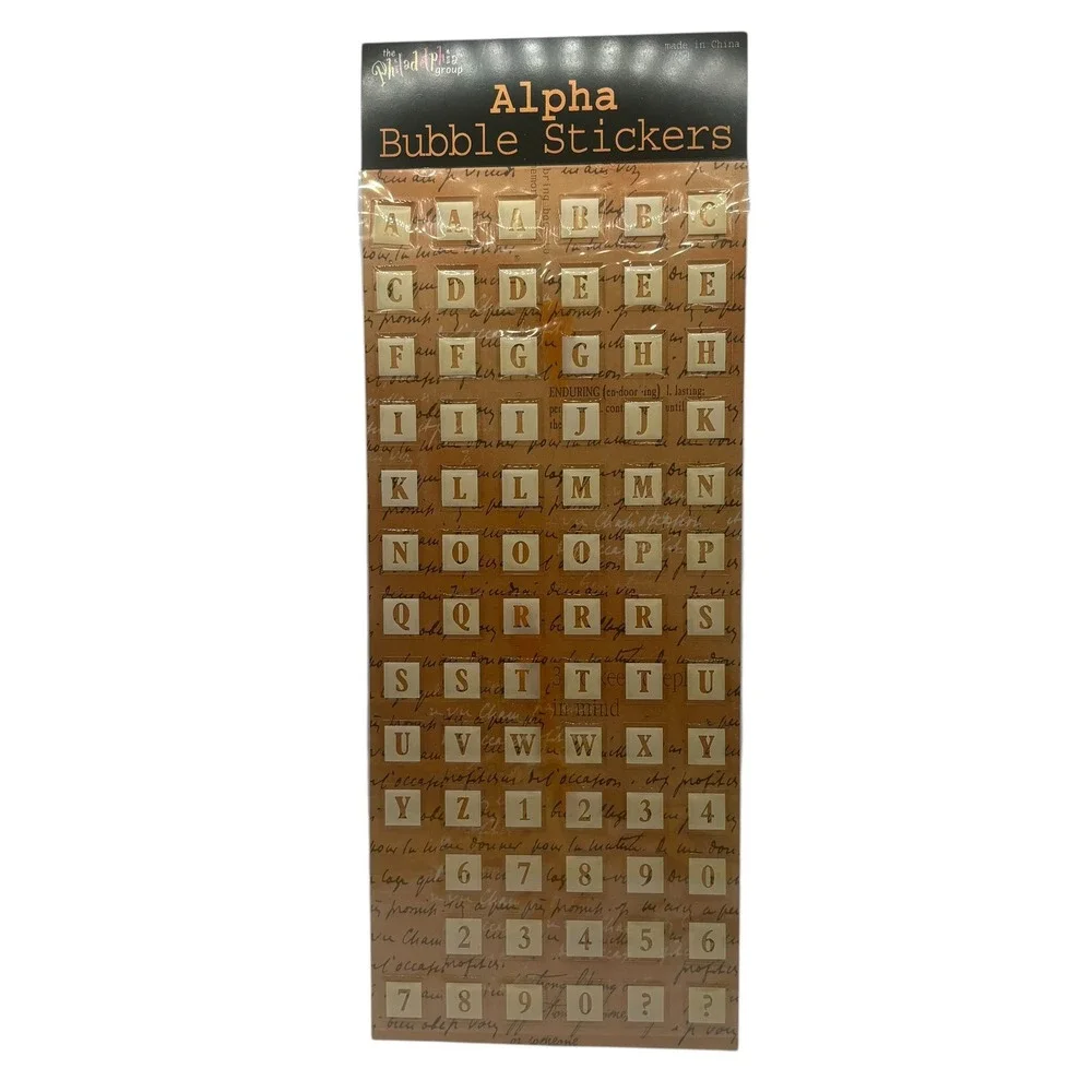 The Philadelphia Group Alpha Bubble Stickers 8 Sheets Multi Color Vintage Script